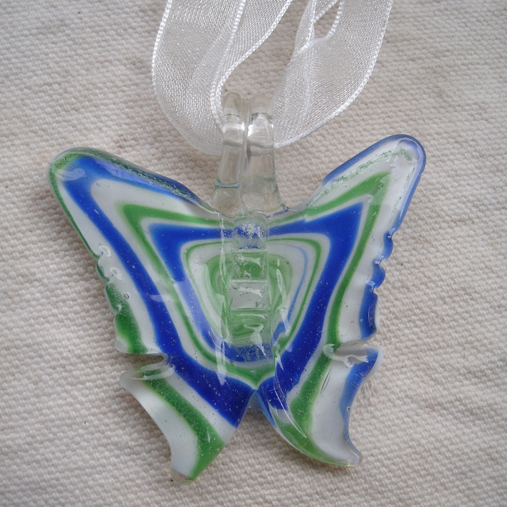 Murano Glass Butterfly Pendant Necklace